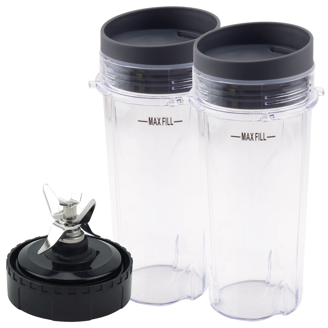 2 Pack 16 oz Cups with To Go Lid and Pro Extractor Blade Assembly 5 Fins Replacement Part 476KKU3000 Compatible with Nutri Ninja QB3000