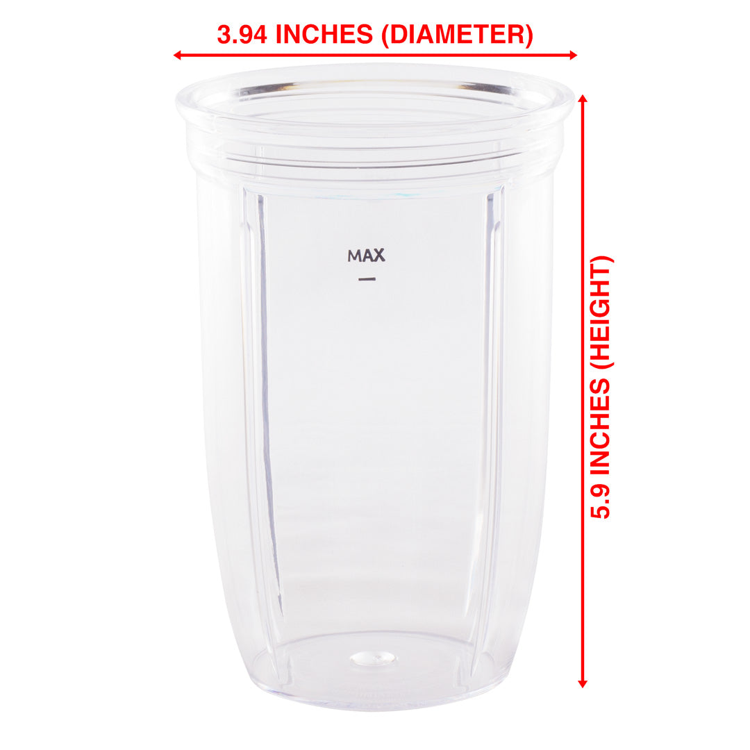 18 oz Cup and To-Go Lid Replacement Parts Compatible with NutriBullet Pro 1000, Pro+ 1200, Combo and Select Blenders