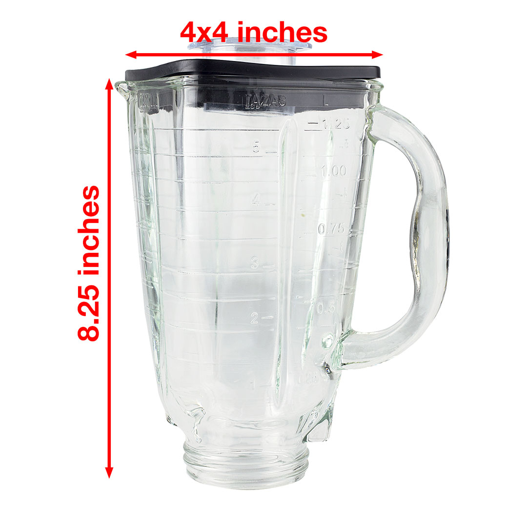 5-Cup Square Top 6-Piece Glass Jar Replacement Set Compatible with Oster Blenders