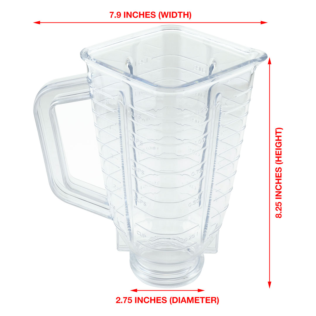5-Cup Square Top 7-Piece Plastic Jar Replacement Set with Fusion Blade for Oster Blenders
