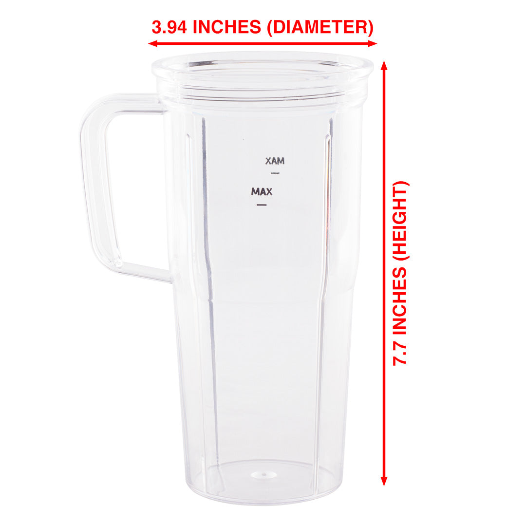 24 oz Handled Cup and To-Go Lid Replacement Parts Compatible with NutriBullet Pro 1000, Combo and Select Blenders