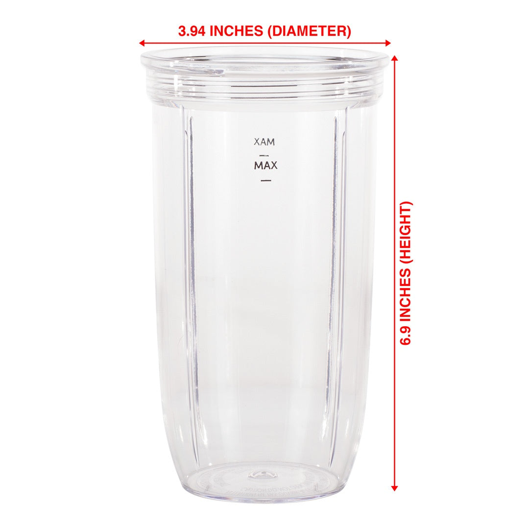 3 Pack 24 oz Cup and To-Go Lid Replacement Parts Compatible with NutriBullet Pro 1000, Combo and Select Blenders