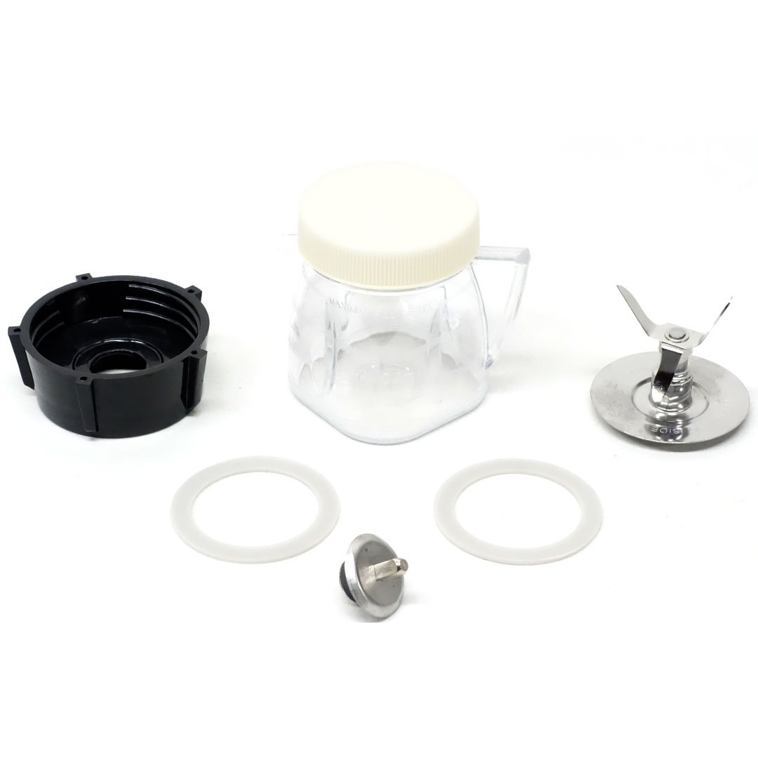 Blender Mini-Blend Jar 4937, Ice-Crushing Blade 4961, Jar Base 4902, 2 Rubber Gaskets Seals Coupling for Oster Blenders