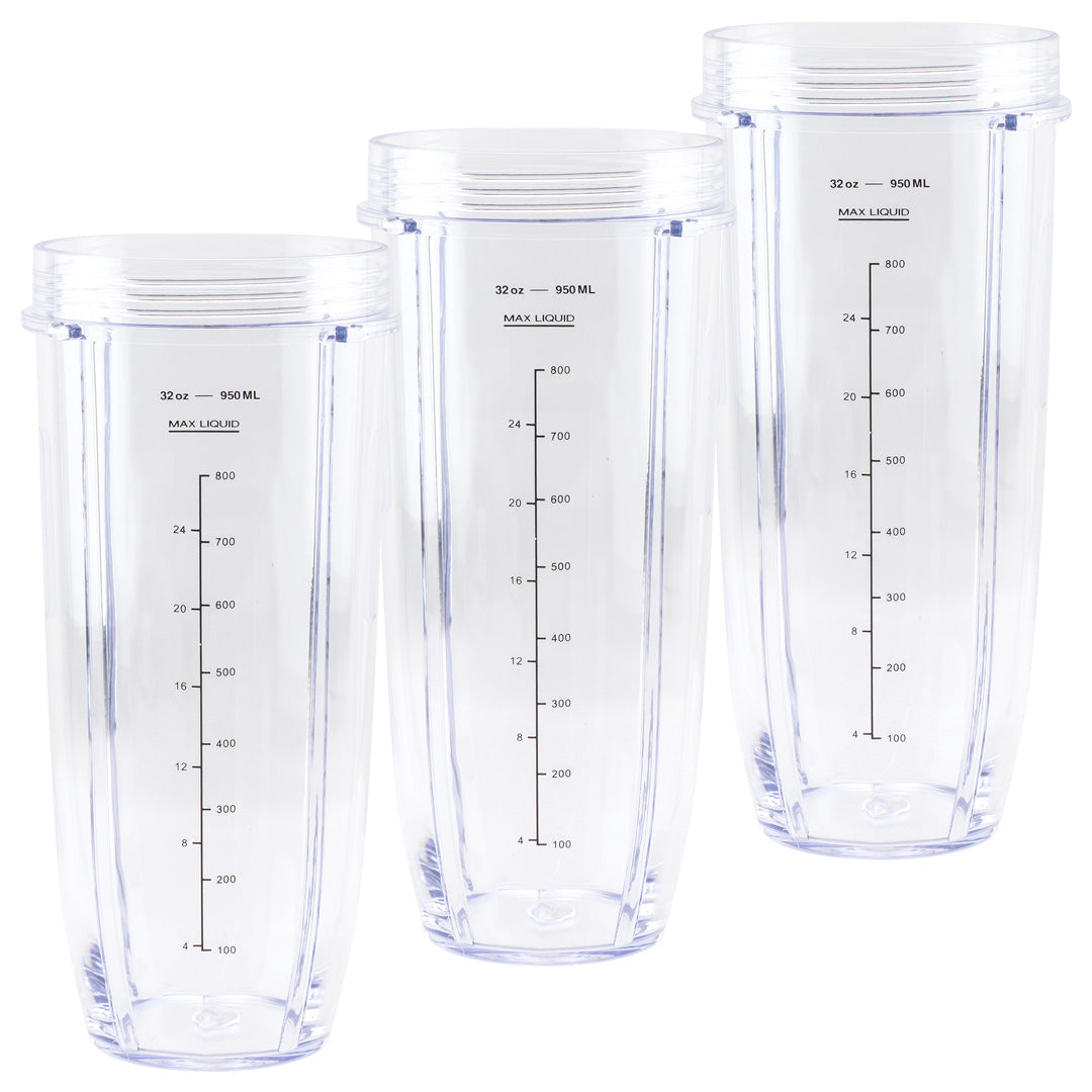 3 Pack 32 oz Cup Replacement Part 407KKU641 Compatible with Nutri Ninja Auto-iQ BL480 BL640 CT680 Blenders