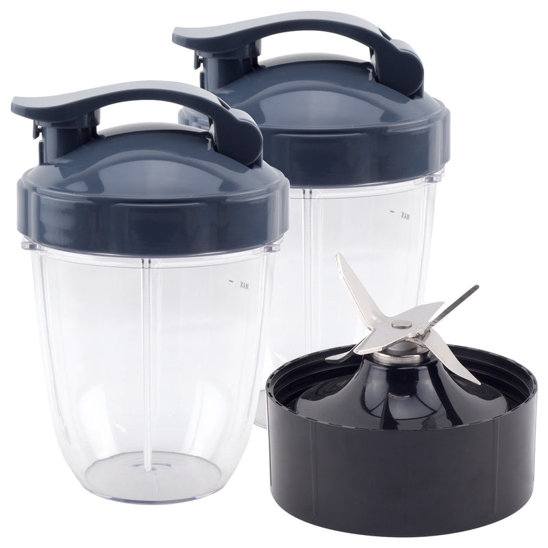 2 Pack 18 oz Short Cup with Flip Top To-Go Lid and Extractor Blade Replacement Parts Compatible with NutriBullet Lean NB-203 1200W Blender