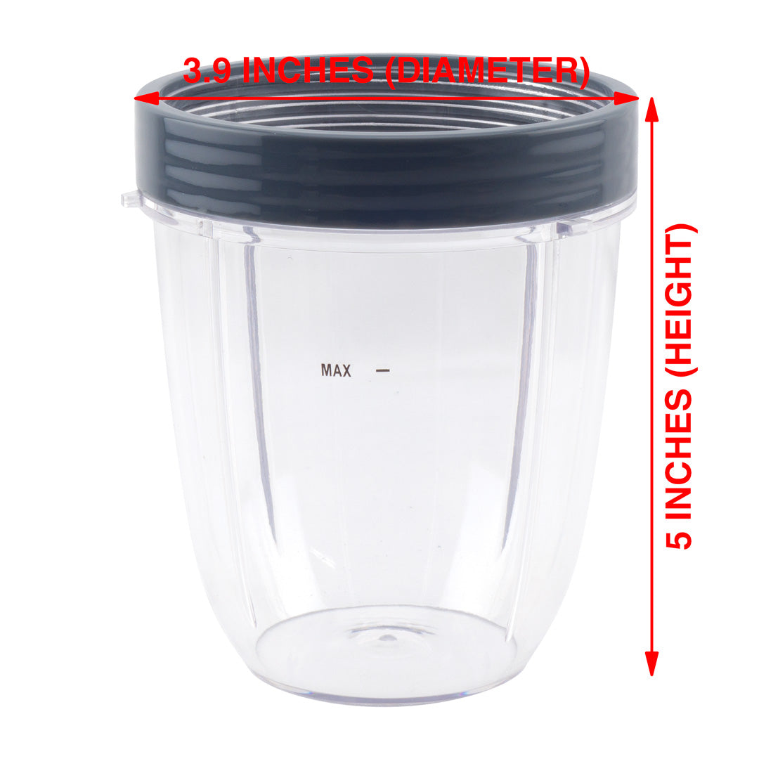 2 18 oz Short Cups, Flat and Extractor Blades Replacement Parts Compatible with NutriBullet 600W 900W NB-101B NB-101S NB-201