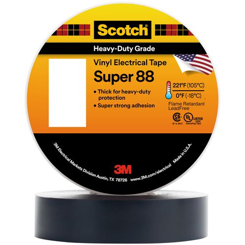3M Scotch Vinyl Electrical Tape Super 88 Black Heavy-Duty Grade
