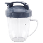 18 oz Handled Short Cup with Flip To-Go Lid Replacement Part Compatible with NutriBullet Pro 1000, Pro+ 1200 Blenders