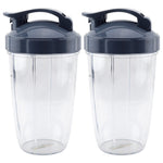 2 Pack 24 oz Tall Cup with Handled Lip Ring and Flip To-Go Lid Replacement Part Compatible with NutriBullet Pro 1000W Pro+ 1200W Blenders