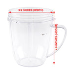 18 oz Handled Short Cup with Flip To-Go Lid Replacement Part Compatible with NutriBullet Pro 1000, Pro+ 1200 Blenders