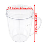 18 oz Short Cup with Handle Replacement Part Compatible with NutriBullet Pro 1000W Pro+ 1200W Blenders