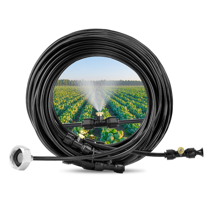 Misters for Outside Patio Greenhouse Farm, 20FT/6M Misting Hose + 11 Brass Mister Nozzles Sprinkler Misting System, Plant Water Mister for Cooling Outdoor Fan Garden Porch Yard Trampoline