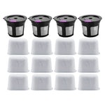 4 Pack Reusable K-Cup Coffee Filter and 12 Pack Charcoal Water Filter Replacement Part Compatible with Keurig 1.0 and 2.0 Series