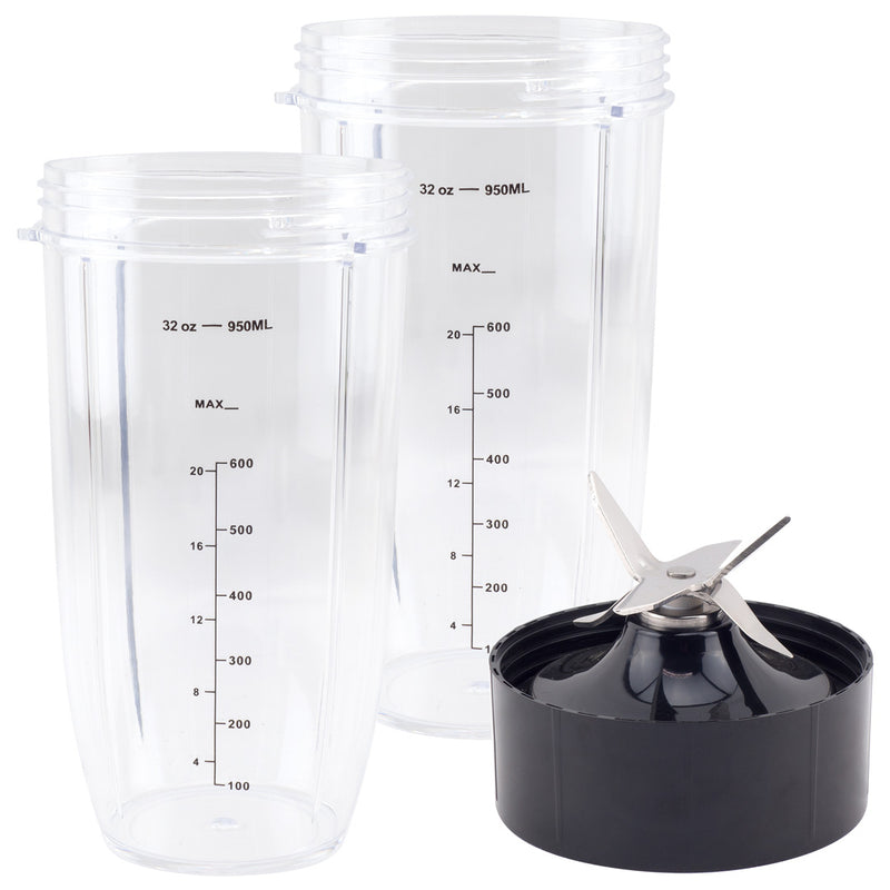 2 Pack 32 oz Colossal Cup and Extractor Blade Replacement Parts Compatible with NutriBullet Lean NB-203 1200W Blenders