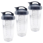 3 Pack 32 oz Colossal Cup with Flip Top To Go Lid Replacement Part Compatible with NutriBullet NB-101B NB-101S NB-201