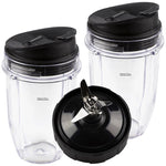 2 Nutri Ninja 18 oz Cups with Sip Seal Lids and 1 Extractor Blade Replacement Combo 427KKU450 408KKU641 409KKU641