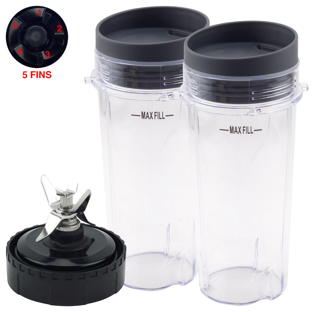 2 Pack 18 oz Cup with Spout Lid Replacement Parts 427KKU450 528KKUN100 Compatible with Nutri Ninja Auto-iQ BL480 BL640 CT680 Blenders