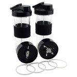 2 Pack 20 oz Cups with To Go Lids, Cross Blade and Flat Blade Replacement Set for Magic Bullet Blenders MB1001