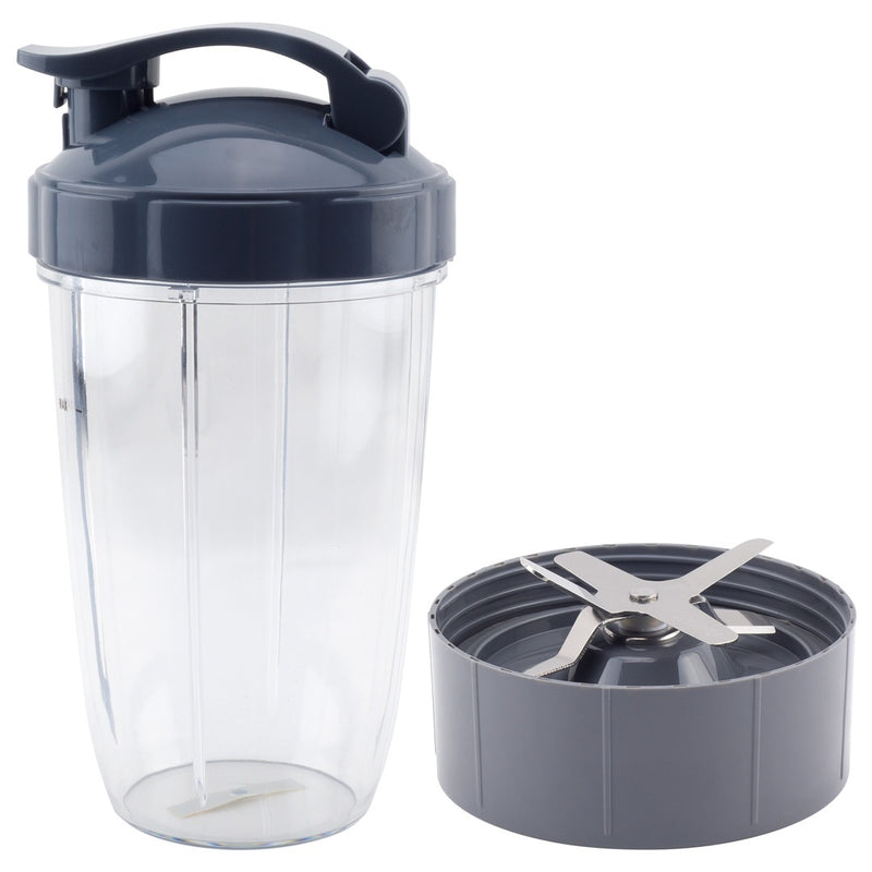 24 oz Tall Cup with Handled Lip Ring, Flip To-Go Lid and Extractor Blade Replacement Part Compatible with NutriBullet NB-101B NB-101S NB-201