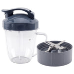 18 oz Handled Short Cup with Flip Top To-Go Lid and Extractor Blade Replacement Part Compatible with NutriBullet 600W 900W Blenders NB-101B NB-101S NB-201