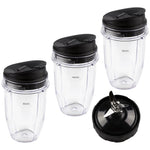 3 Nutri Ninja 18 oz Cups with Sip Seal Lids and 1 Extractor Blade Replacement Combo 427KKU450 408KKU641 409KKU641