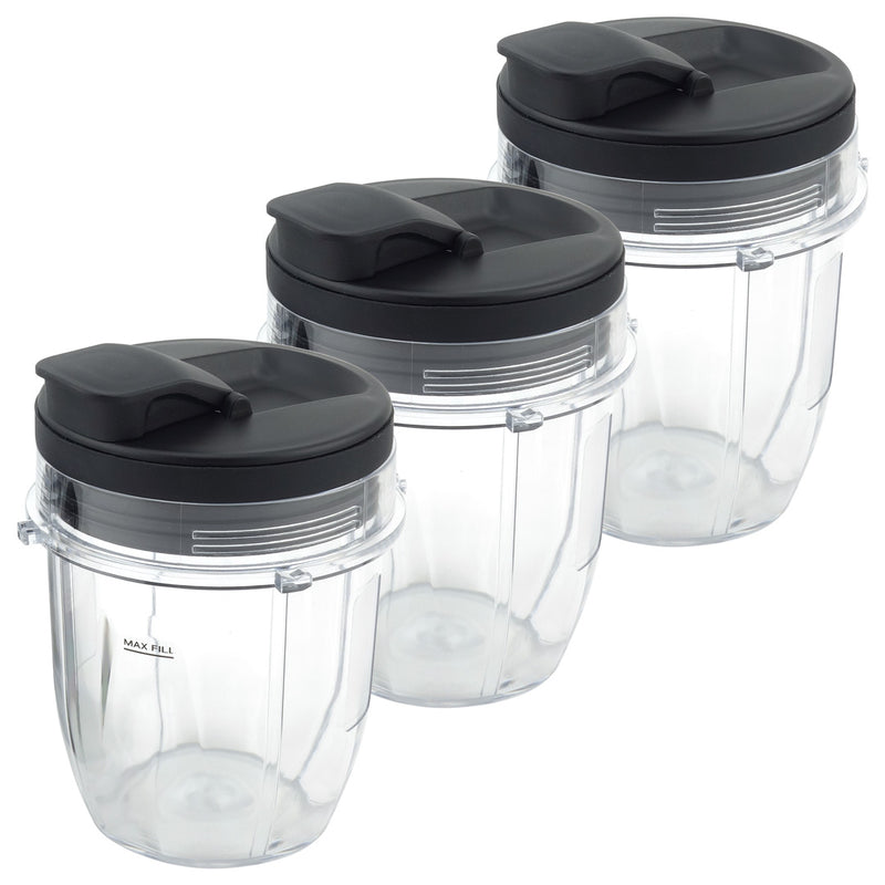 3 Pack 12 oz Cup with Spout Lid Replacement Part Compatible with Nutri Ninja Auto-iQ 426KKU450 528KKUN100