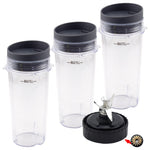 3 Pack 16 oz Cup with Lid and Blade Assembly Replacement Part 357KKU800 for Nutri Ninja Ultima Blenders BL810 BL820 BL830