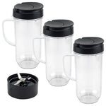 3 Pack 22 oz Tall Cup with Flip Top To-Go Lid and Cross Blade Replacement Parts for Magic Bullet 250W MB1001 Blenders