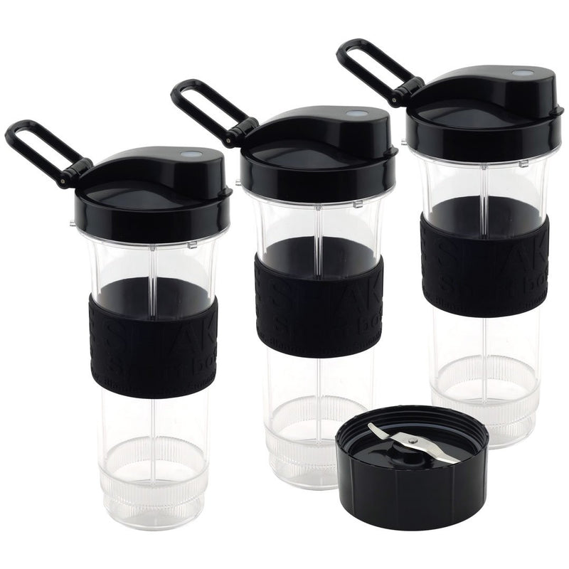 3 Pack 20 oz Cups with To Go Lids and Flat Blade Replacement Set for Magic Bullet Blenders MB1001