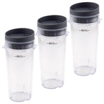 3 Pack 16 oz Cup with Lid Replacement Part 303KKU 305KKU Compatible with Nutri Ninja BL660 BL663 BL663CO BL665Q BL740 BL780 BL810 BL820 BL830