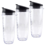 3 Pack 32 oz Cup with Sip Seal Lid Replacement Parts 407KKU641 408KKU641 Compatible with Nutri Ninja Auto-iQ BL480 BL640 CT680 Blenders