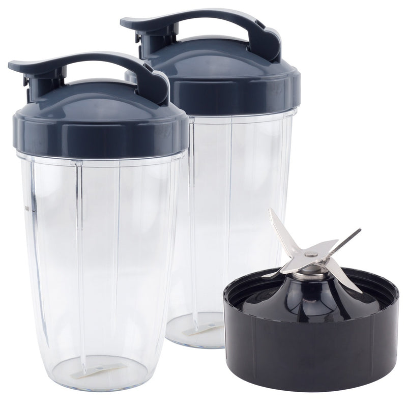 2 Pack 24 oz Tall Cup with Flip Top To-Go Lid and Extractor Blade Replacement Parts Compatible with NutriBullet Lean NB-203 1200W Blenders