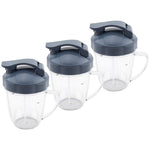 3 Pack 18 oz Handled Short Cup with Flip To-Go Lid Replacement Part Compatible with NutriBullet 600W 900W Blenders NB-101B NB-101S NB-201