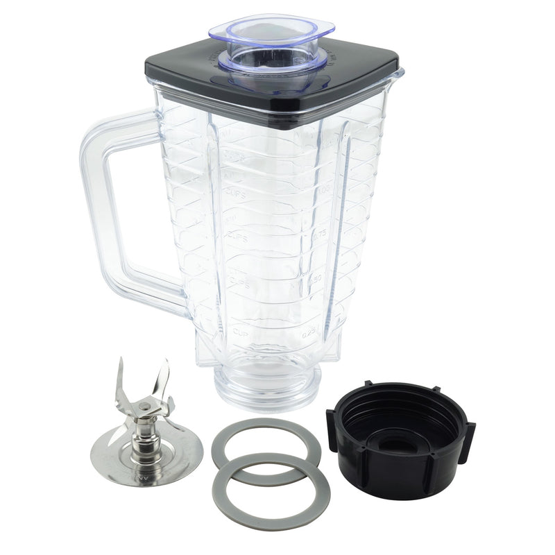 5-Cup Square Top 6-Piece Plastic Jar Replacement Set with Fusion Blade for Oster Blenders