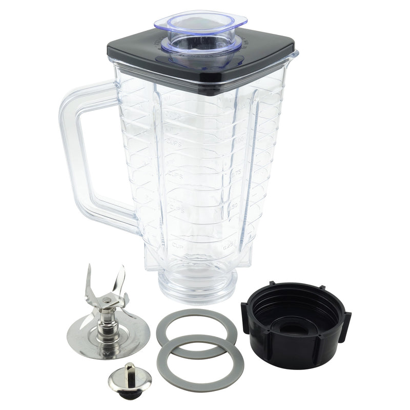 5-Cup Square Top 7-Piece Plastic Jar Replacement Set with Fusion Blade for Oster Blenders