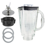 5-Cup Square Top 6-Piece Glass Jar Replacement Set Compatible with Oster Blenders