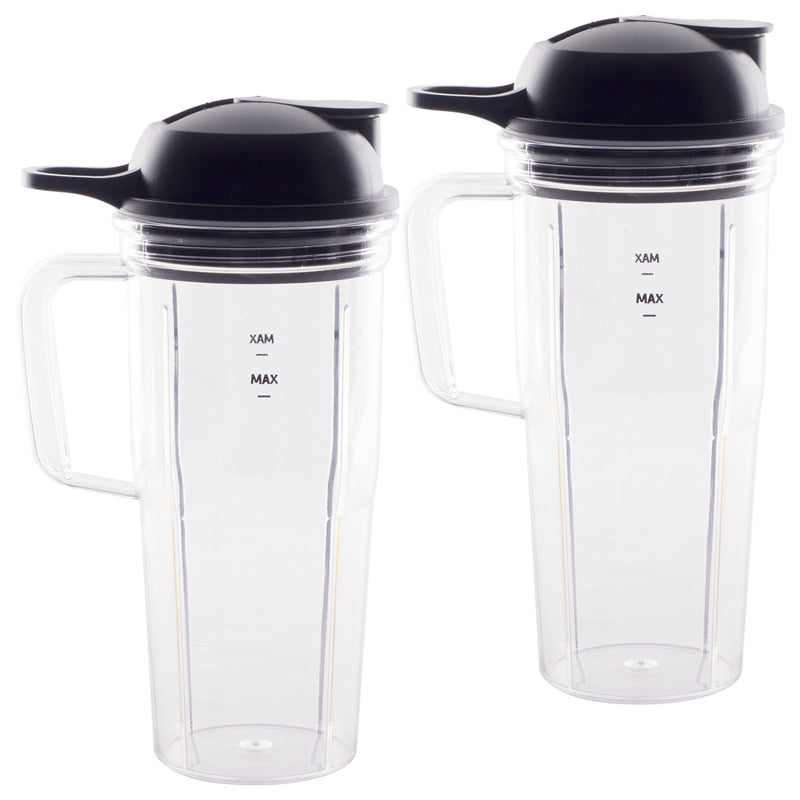 2 Pack 24 oz Handled Cup and To-Go Lid Replacement Parts Compatible with NutriBullet Pro 1000, Combo and Select Blenders