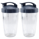 2 Pack 24 oz Tall Cup with Handled Lip Ring and Flip To-Go Lid Replacement Part Compatible with NutriBullet NB-101B NB-101S NB-201