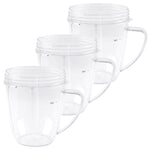 3 Pack 18 oz Short Cup with Handle Replacement Part Compatible with NutriBullet 600W 900W Blenders NB-101B NB-101S NB-201