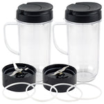 2 Pack 22 oz Tall Cup with Flip Top To-Go Lid, Cross Blade and Flat Blade Replacement Parts for Magic Bullet 250W MB1001 Blenders