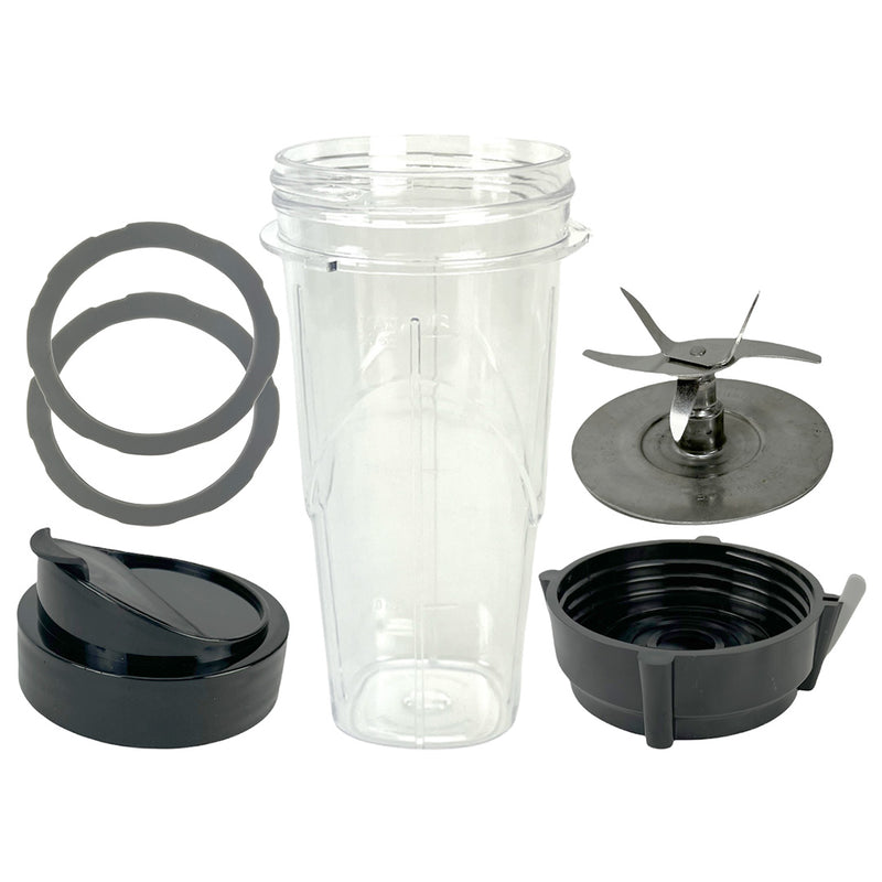 24 oz Cup with Lid, Stainless Steel Blade, Jar Bottom Cap and 2 Gaskets Replacement Parts Compatible with Oster Pro 1200 Blender