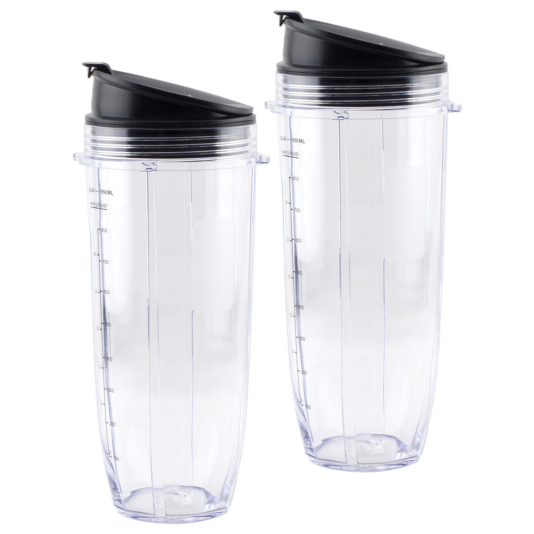 2 Pack 24 oz Cup with Spout Lid Replacement Parts 483KKU486 528KKUN100  Compatible with Nutri Ninja Auto-iQ BL480 BL640 CT680 Blenders