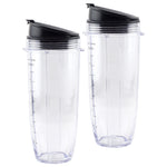 2 Pack 32 oz Cup with Sip Seal Lid Replacement Parts 407KKU641 408KKU641 Compatible with Nutri Ninja Auto-iQ BL480 BL640 CT680 Blenders