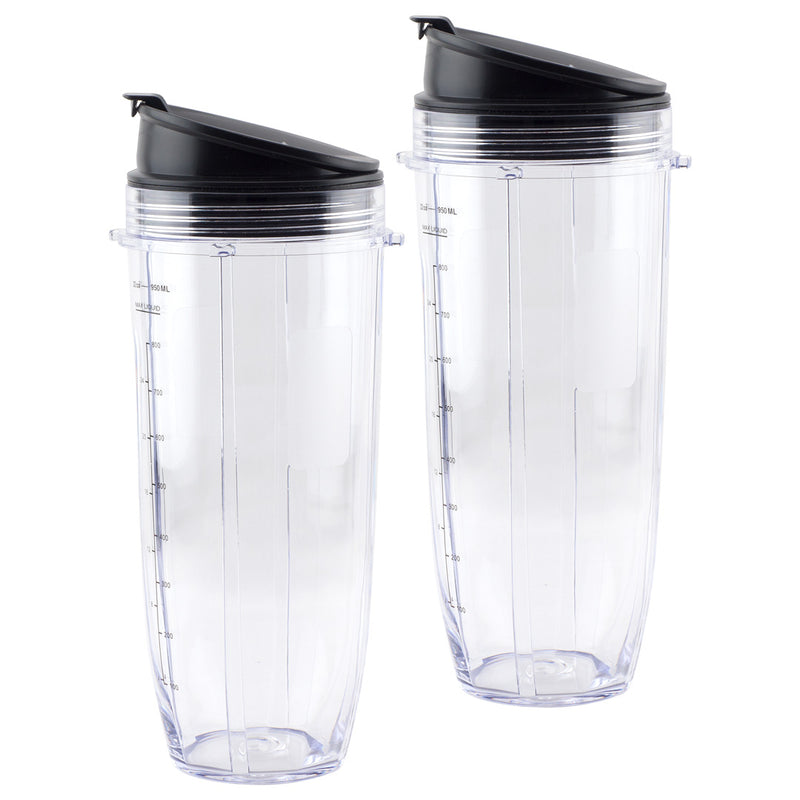 2 Pack 32 oz Cup with Sip Seal Lid Replacement Parts 407KKU641 408KKU641 Compatible with Nutri Ninja Auto-iQ BL480 BL640 CT680 Blenders