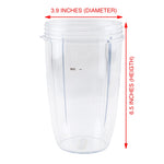 3 Pack 24 oz Tall Cup with Handled Lip Ring and Extractor Blade Replacement Parts Compatible with NutriBullet Lean NB-203 1200W Blenders