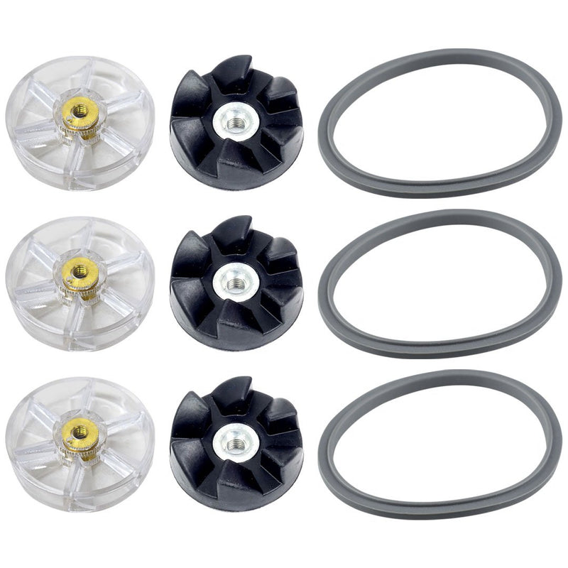 3 Pack Motor Gears, Rubber Gears and Gaskets Replacement Parts for NutriBullet 600W 900W Blenders NB-101B NB-101S NB-201