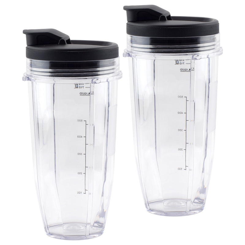 2 Pack 24 oz Cup with Spout Lid Replacement Parts 483KKU486 528KKUN100 Compatible with Nutri Ninja Auto-iQ BL480 BL640 CT680 Blenders