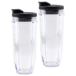 2 Pack 32 oz Cup with Spout Lid Replacement Parts 407KKU641 528KKUN100 Compatible with Nutri Ninja Auto-iQ BL480 BL640 CT680