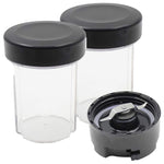 Flat Blade and 2 Pack 5 oz Cup with Lid Replacement Part Compatible with Oster BLSTAV BLSTPB My Blend 250-Watt Blender