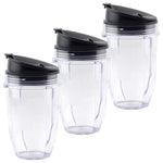 3 Pack 18 oz Cup with Sip Seal Lid Replacement Parts 427KKU450 408KKU641 Compatible with Nutri Ninja Auto-iQ BL480 BL640 CT680 Blenders